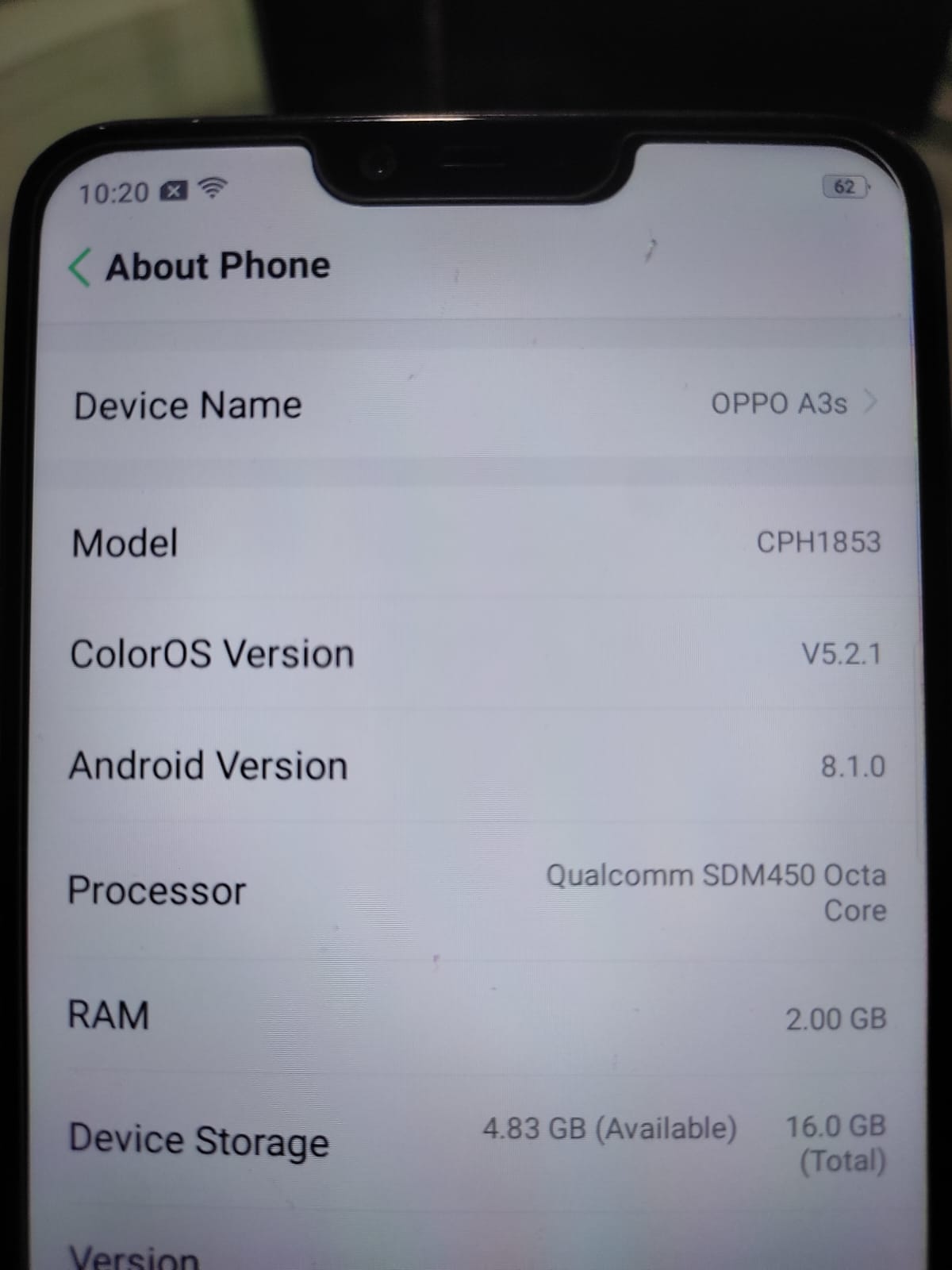 Oppo A3s For Sale